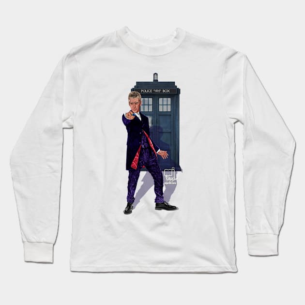 12th Doctor Long Sleeve T-Shirt by mjartscom